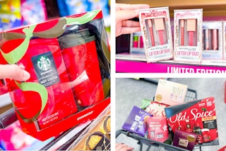 collage with starbucks, maybelline, and more gift sets