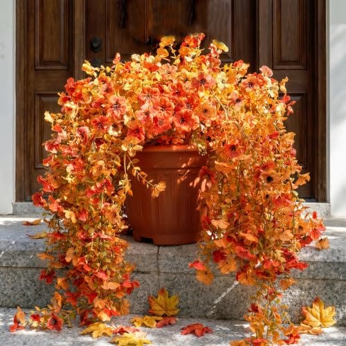 Artificial Hanging Mums 2-Pack