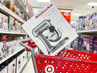 kitchenaid stand mixer sitting in a target cart