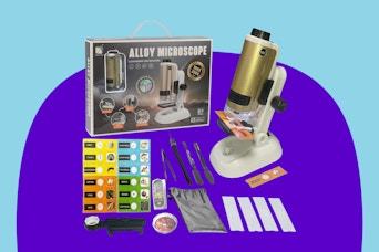 Microscope for Kids, SETFLAGS 250x Magnification Portable Pocket Microscope and 14 Slides,Science Kits STEM Toys for Kids, 4 Blank Slides