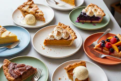 a bunch of different pie slices