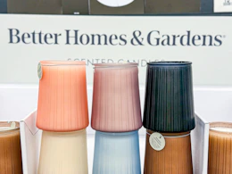 better homes & gardens jar candles on display at walmart
