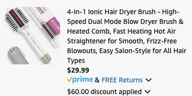 Hair dryer brush Amazon receipt