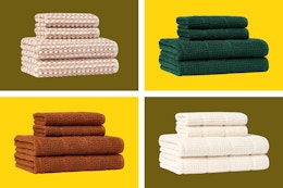 4 threshold bath towel sets side by side