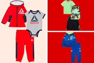 Reebok Baby and Toddler outfit sets (images from walmart.com) used in split-box red template