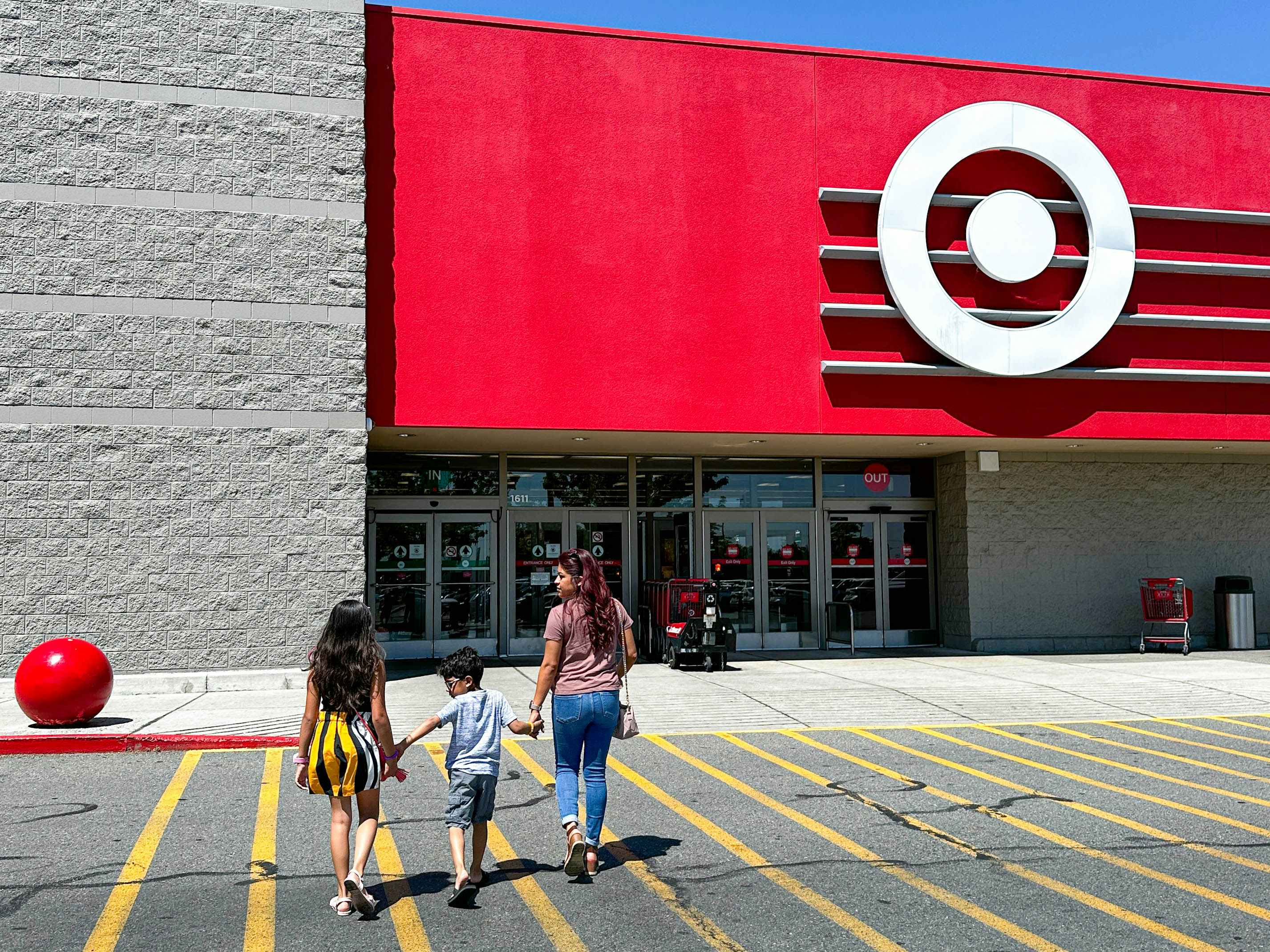 a family walking into target