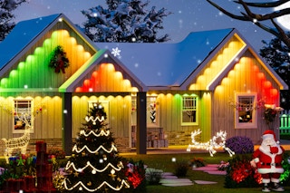 addlon Permanent Outdoor Lights on a house for Christmas.