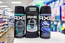 axe deodorant body spray on store shelf