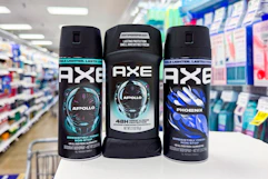 axe deodorant body spray on store shelf