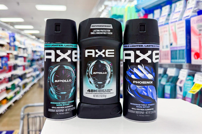 axe deodorant body spray on store shelf
