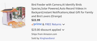 smart bird feeder Amazon receipt