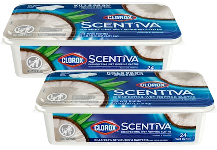2 Clorox Scentiva Wet Mop Pad Packs