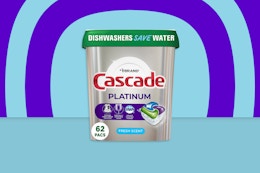 Cascade Platinum 62-Count Dishwasher Pods, as Low as $10.97 on Amazon card image