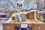 giant ground breaking skeleton display in store