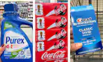 collage image of purex detergent, coca-cola, and crest white strips