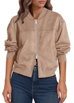 Women's Faux Suede Bomber Jacket