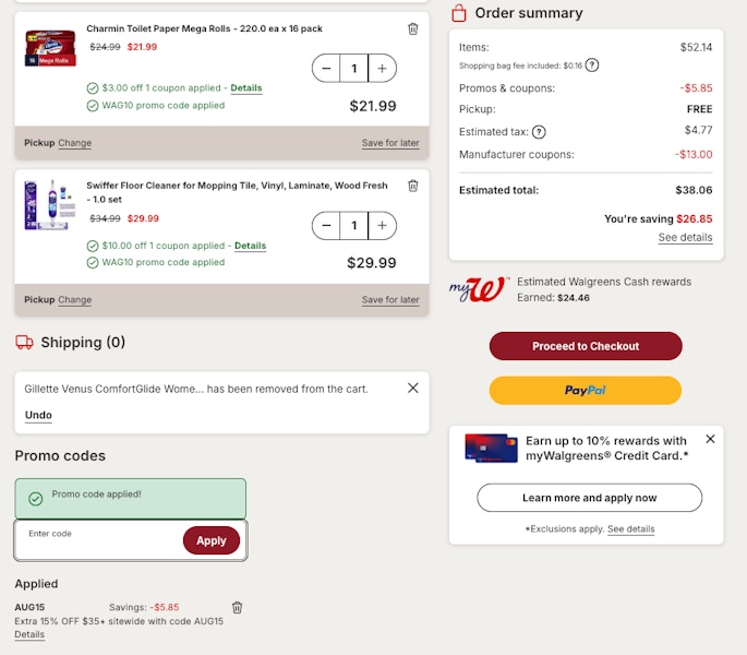 charmin swiffer walgreens screenshot kcl