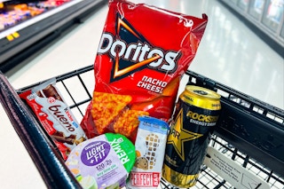 freebies and moneymakers groceries in shopping cart