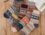 pairs of wools sock with colorful patterns