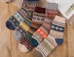 pairs of wools sock with colorful patterns