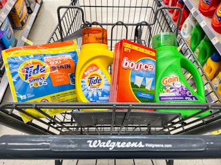 shopping cart with laundry haul