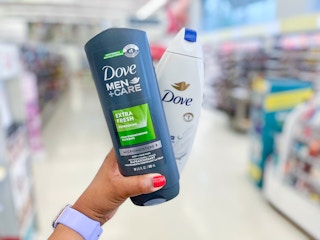 hand holding dove and dove men body wash