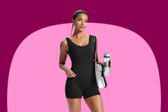 woman wearing black workout set