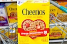 cheerios cereal in a shopping cart at kroger