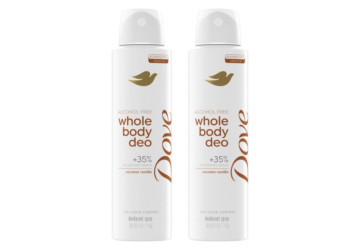 2 Dove Whole Body Deodorant Sprays