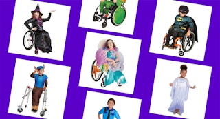 various adaptive halloween costume for kids and adults in collage