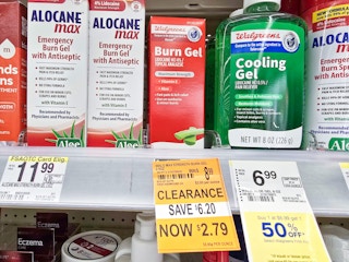 burn gel with a $2.79 clearance tag