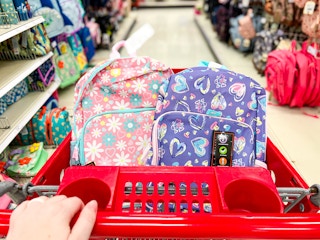 Summit Ridge kids' backpacks in a Target cart