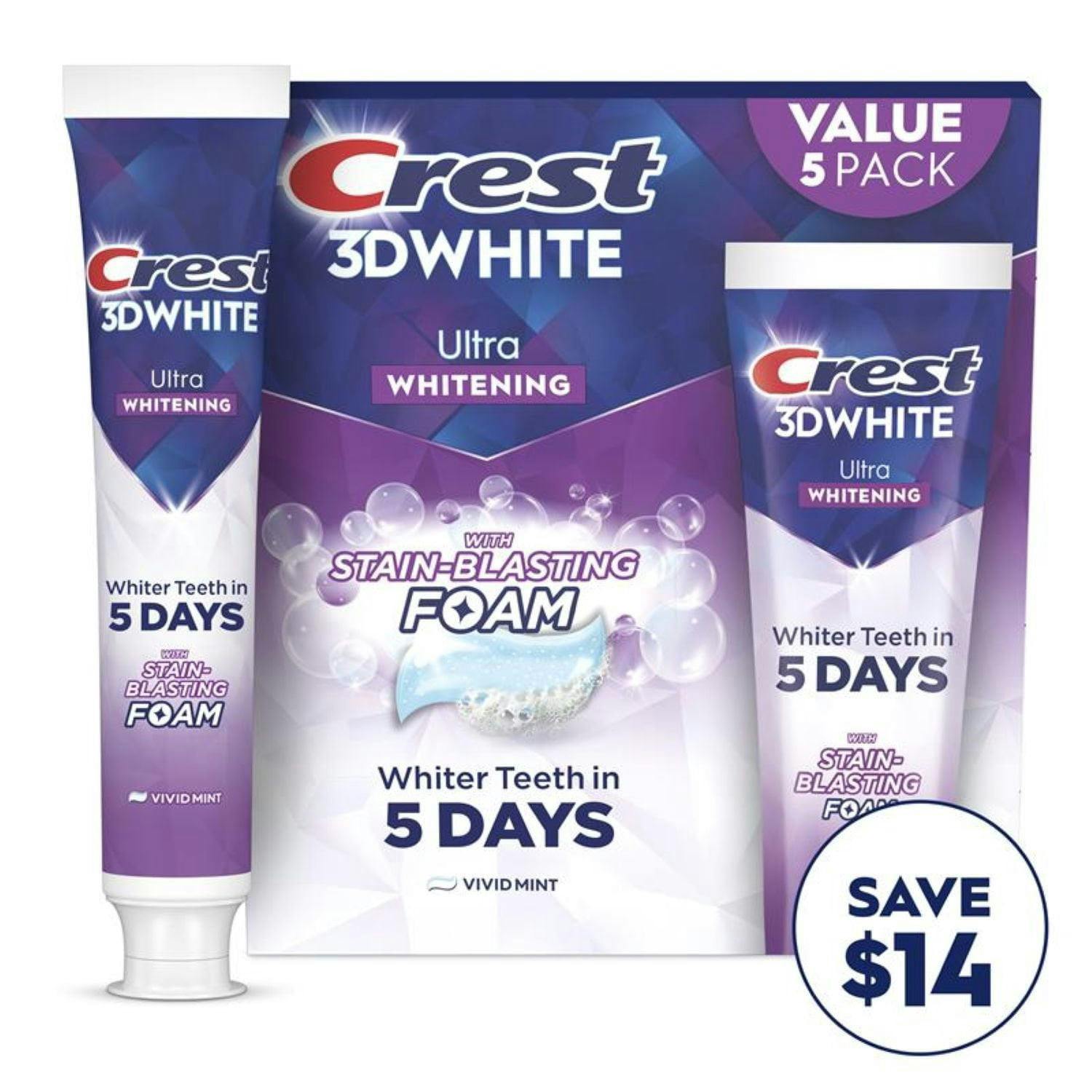 Crest 3D White Toothpaste 5-Pack
