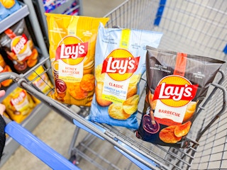 3 Lays chip bags in Walmart shopping cart