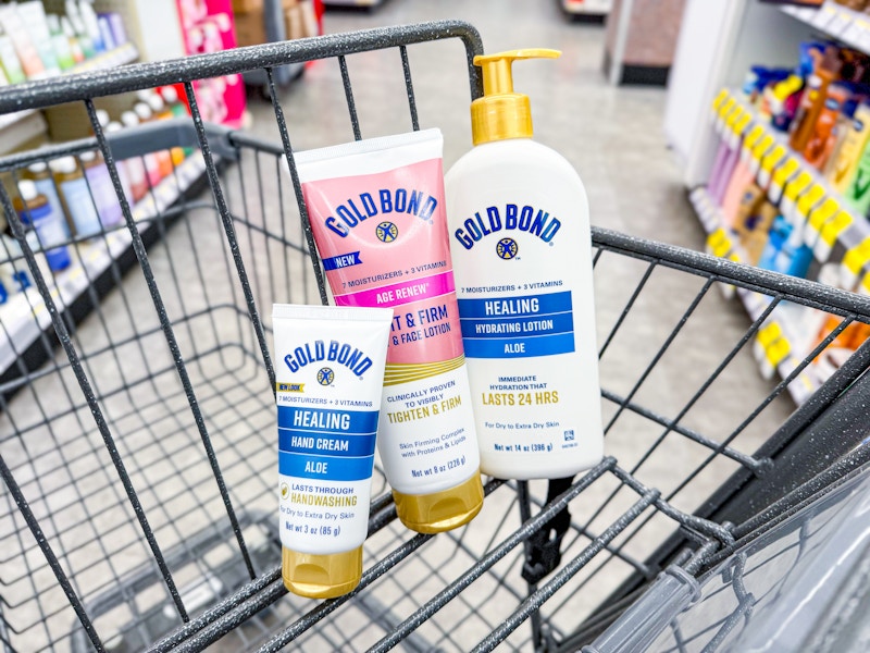 three bottles of gold bond lotion