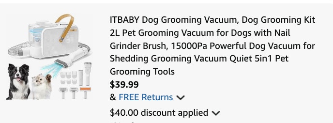 pet grooming kit Amazon receipt