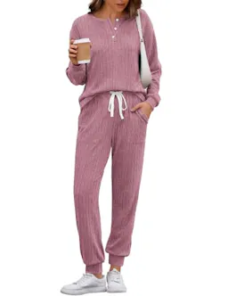 Ekouaer Women's Knit Lounge Set