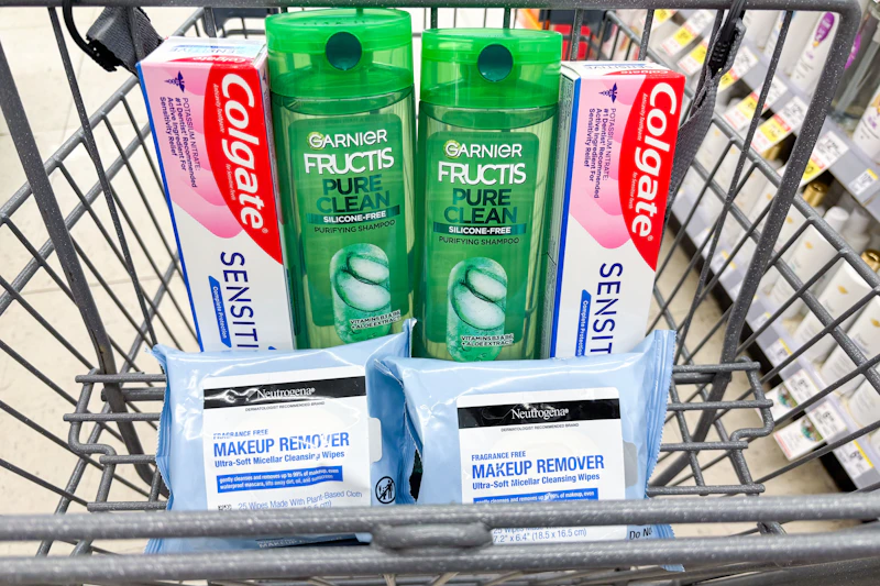 walgreens neutrogena, garnier, colgate in shopping cart