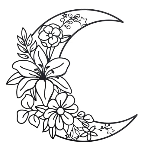 Moon Metal Floral Art Decor