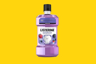 Listerine Kids' Mouthwash on a yellow background