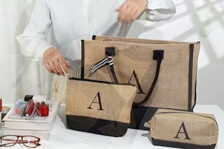 3-piece initialed tote bag gift set