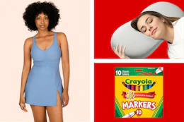 Swim dress, pillow & Crayola markers