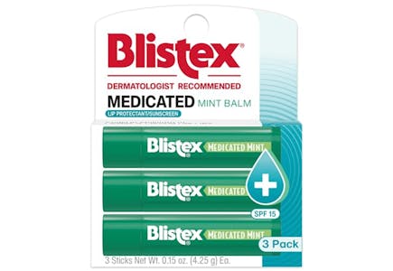 2 Blistex Medicated Mint Balm Packs