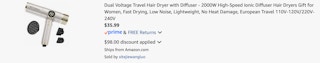 Amazon Dual-Voltage Ionic Hair Dryer 2025