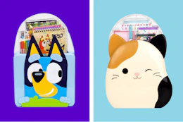 bluey and squishmallows creative caddy side by side
