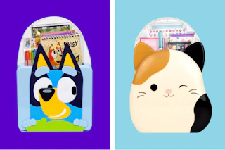 bluey and squishmallows creative caddy side by side