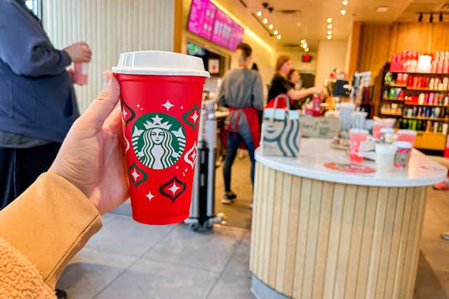 Starbucks Red Cup Day Gets You a Free Cup With a Holiday Drink Purchase card image