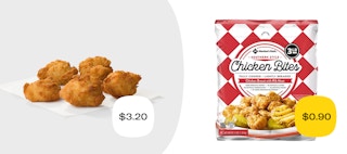chick fil a chicken nuggets for $3.20 versus a similar amount of member's mark nuggets for $0.90