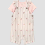 Baby 2pc Striped Floral Overalls Set