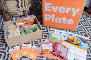 An Every Plate box and its contents on a table